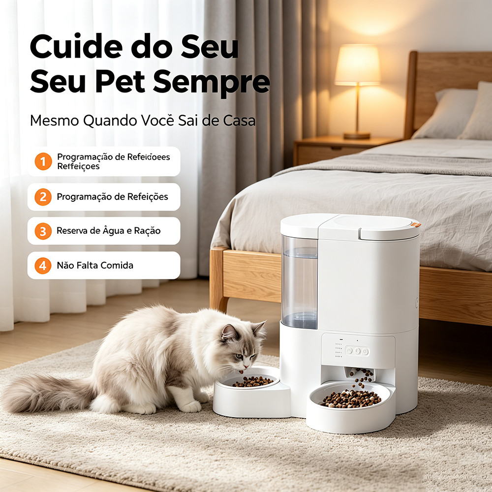 Newpet Bebedouro E Comedouro Tigela cerâmica Alimentador Automático 2.4G/5G WiFi Smart Pet Cachorros Gatos