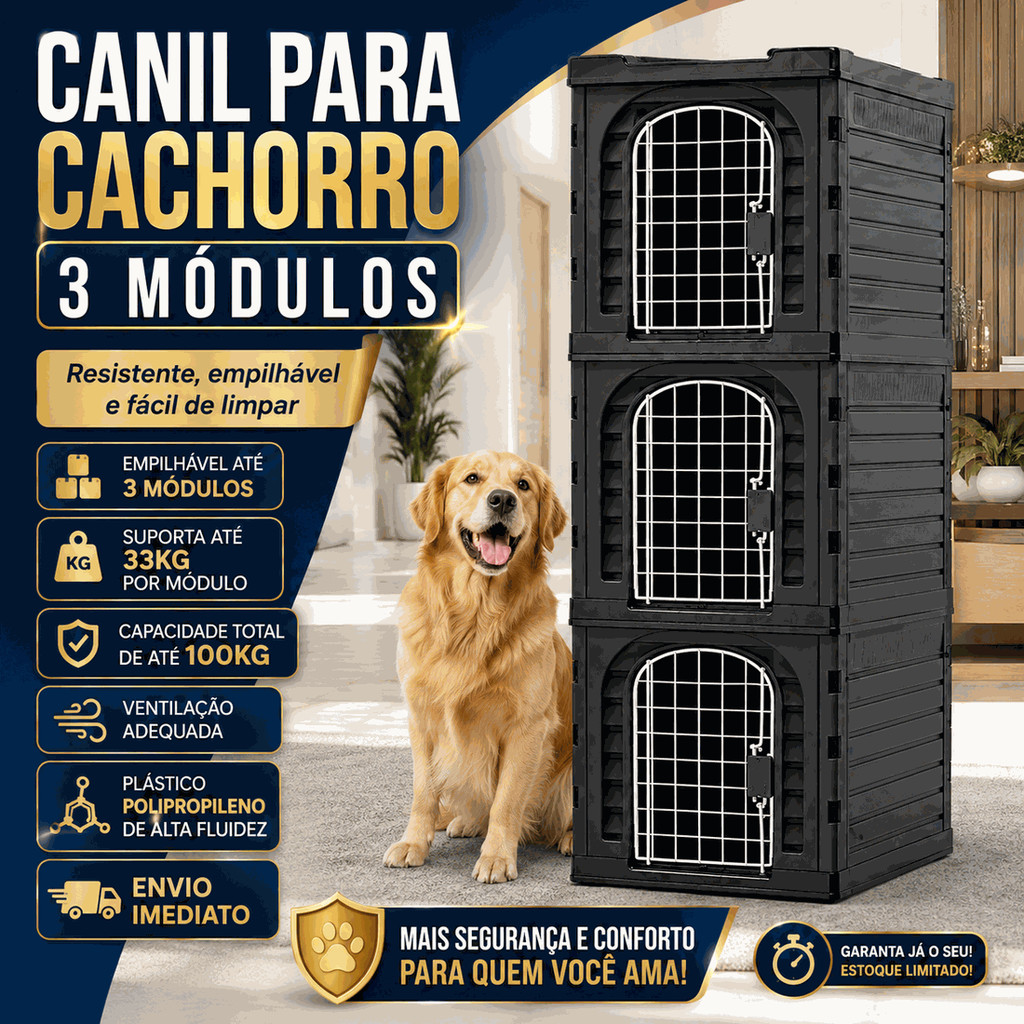 Canil 3 Módulos Para Pets Filhotes Cachorro Coelho Gatos Pet Shop Cães Gatos Gaiola