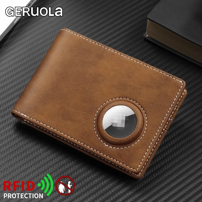 Carteira Masculina Fina De Fibra De Carbono Com Bloqueio De RFID Suporte Apple A