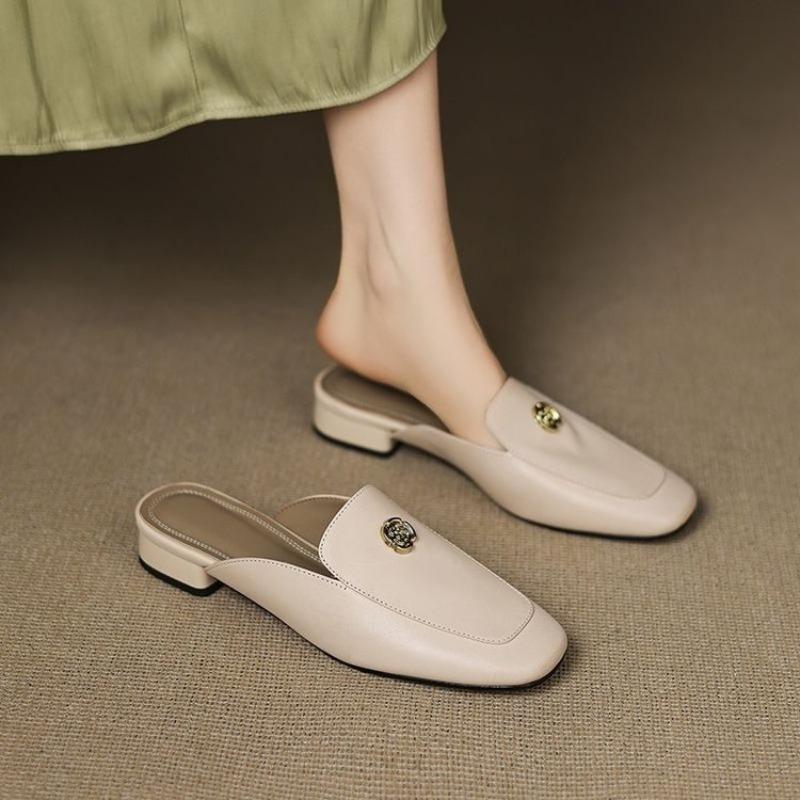 Mules Femininos De Dedo Quadrado , Confortáveis , Leves , Sem Costas , Trabalho De Escritório , Roupas Elegantes