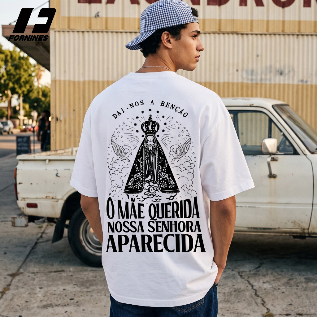 Camiseta Nossa Senhora Virgem Maria Católica Cristã Fé Religiosa Igreja 100% Algodão Puro Unissex Oversized
