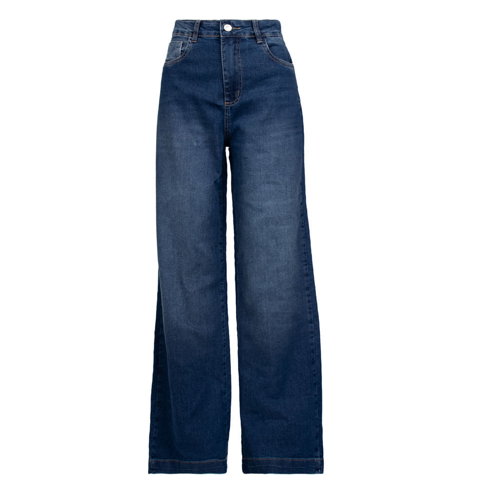 Calça Jeans Feminina Sawary Wide Leg Azul