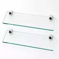 Kit 2 Prateleiras de Vidro Porta Shampoo 40cm Banheiro Fixação Dupla de Parede/Lavanderia
