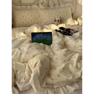 Le Misu novo estilo de algodão Floral conjunto de quatro peças menina renda cama pele-amigável lençol colcha capa quatro