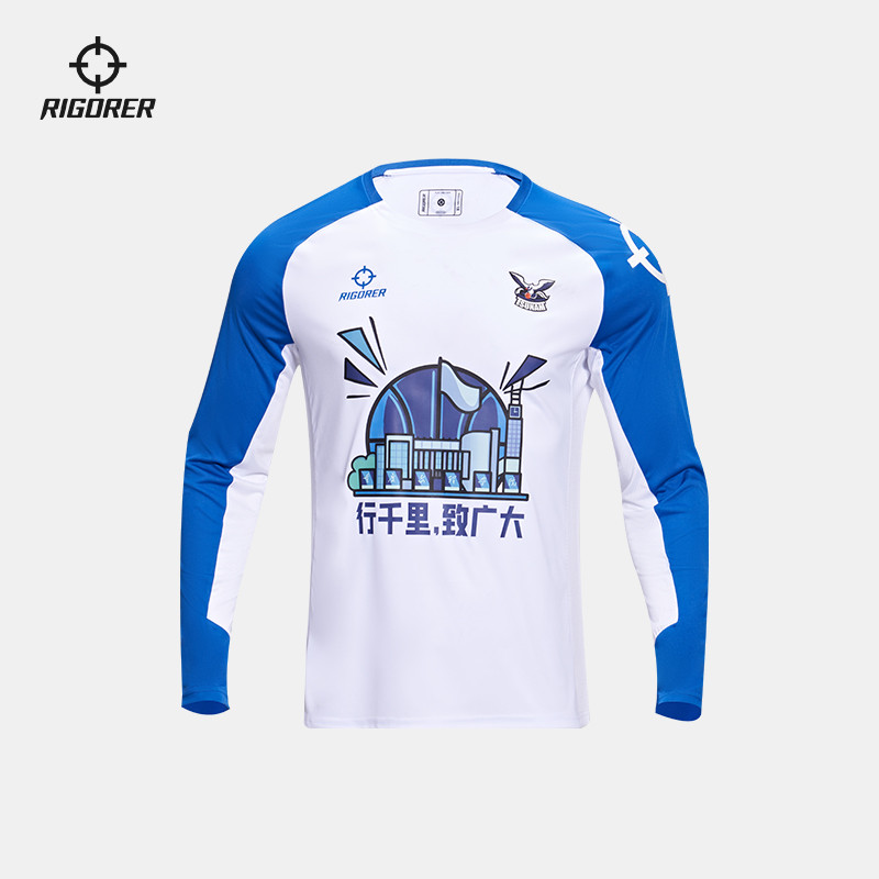 Camiseta esportiva padrão de manga comprida Chongqing tiro literário t masculino feminino esportes lazer basquete treina