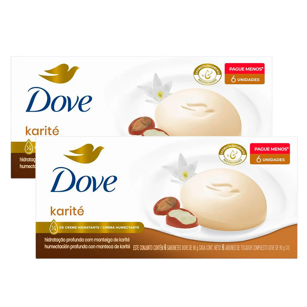 Kit Sabonete Em Barra Dove Karite 90g - 12 Unidades