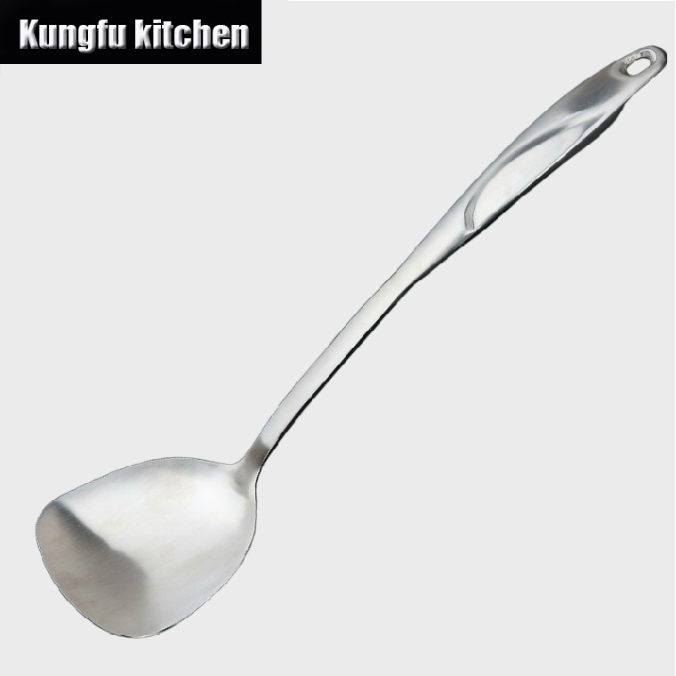 Espátula de aço inoxidável 304, espátula de cozinha para fritar, exportada para a alemanha, moldagem de uma peça, calor 