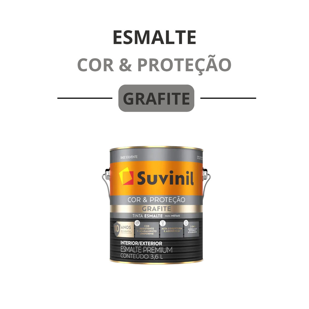 Esmalte Cor & Proteção Grafite Fosco 3,6L - Suvinil Alta Cobertura E Aderência Intensidade Original