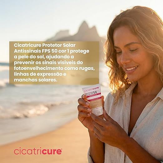 Cicatricure Protetor Solar Facial FPS 50 Antissinais Cor Clara 40g Toque Seco Efeito Matte Original — imagem 2 de 2