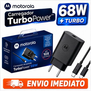Carregador Motorola Original TurboPower 68W USB-C Rápido + Cabo Tipo C de alta potência, …