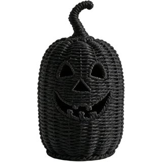 Abóbora de Halloween em Palha Trançada para Armazenamento de Doces Assustadores de Halloween e Decoração de Casa, Chapéu