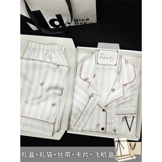 2026 novo estilo pijamas de seda gelo feminino verão gelo seda calças de manga curta Loungewear livre namorada caixa de 