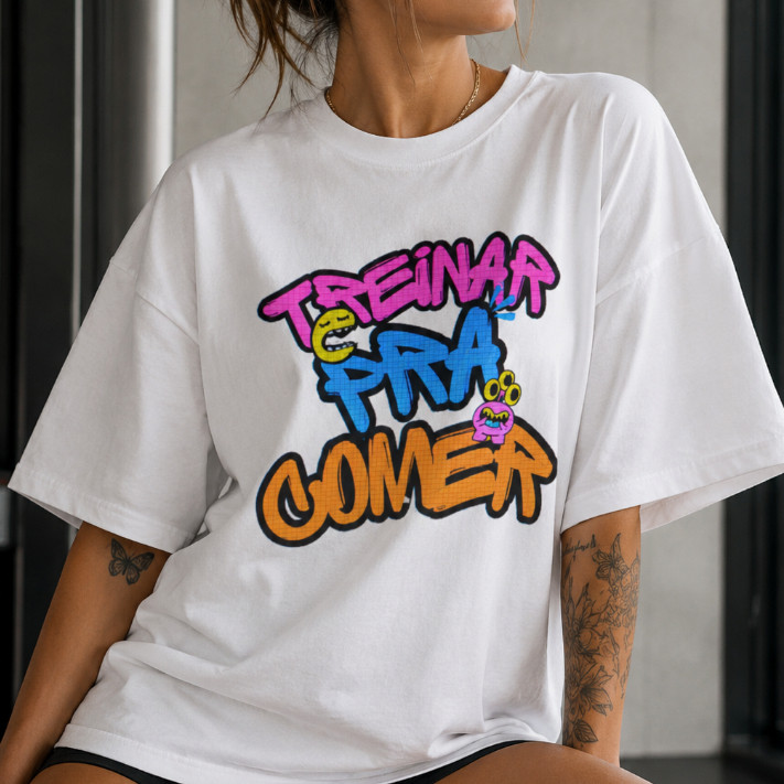 T-Shirt Feminina Oversized Academia Estampada Treino Algodão Confortável Musculação