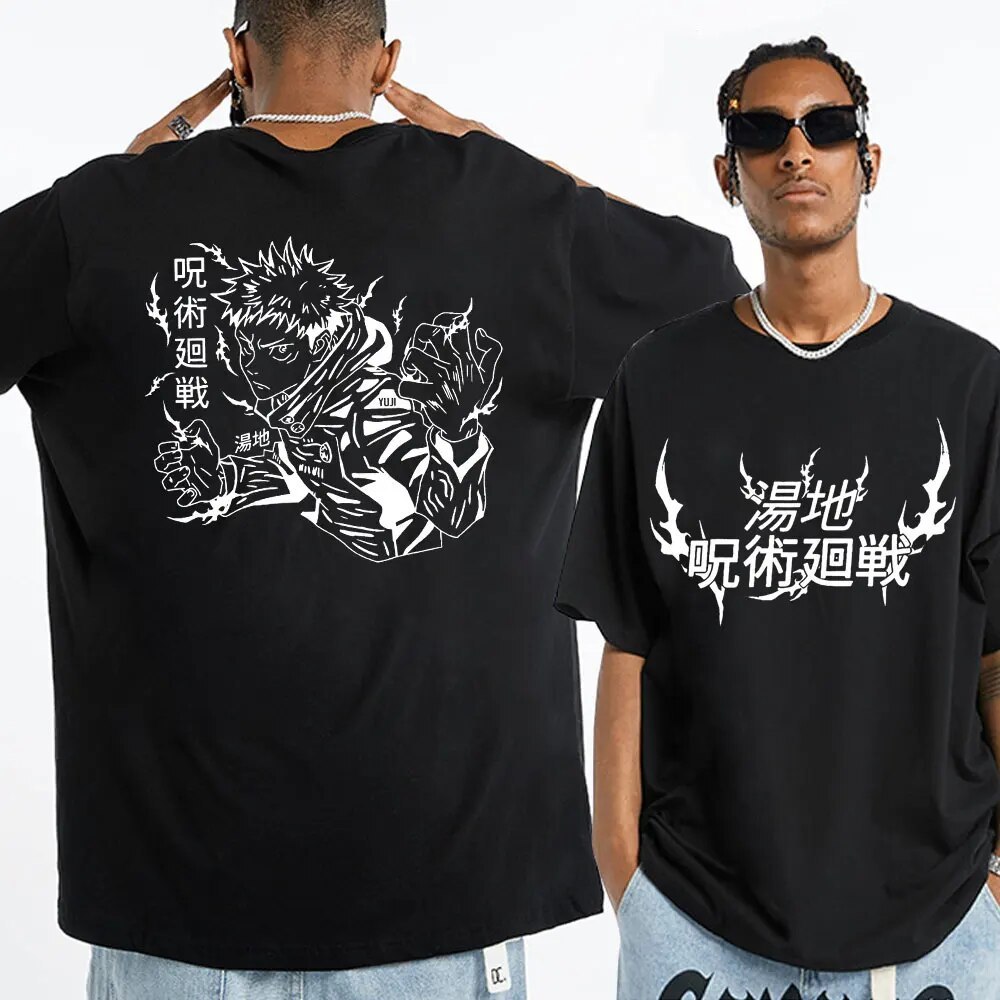Camiseta Anime Japonês Jujutsu Kaisen Itadori Yuji Manga Oversized Confortável Estilosa Moderna Streetwear