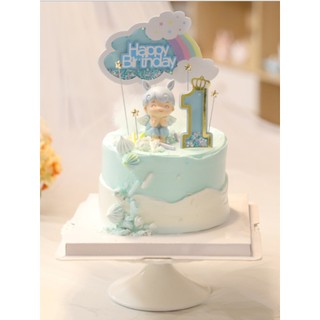 Um ano de idade rosa azul orelha de coelho anjo bebê lantejoulas rosa azul roxo arco-íris hb bolo de aniversário Plug-In