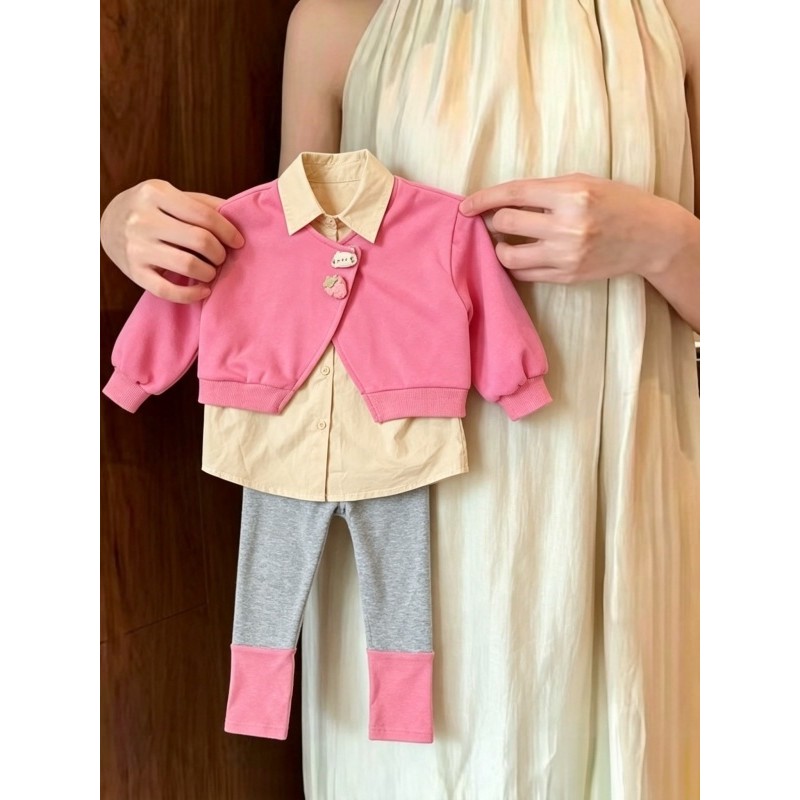 Meninas crianças primavera outono roupas 2026 novo estilo crianças estilo ocidental manga comprida limão leite capa fals