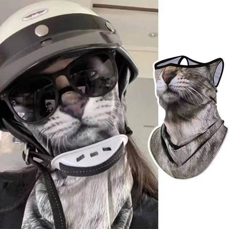 Ciclismo protetor solar máscara laranja gato verão protetor solar máscara Animal gato pendurado orelhas à prova de vento