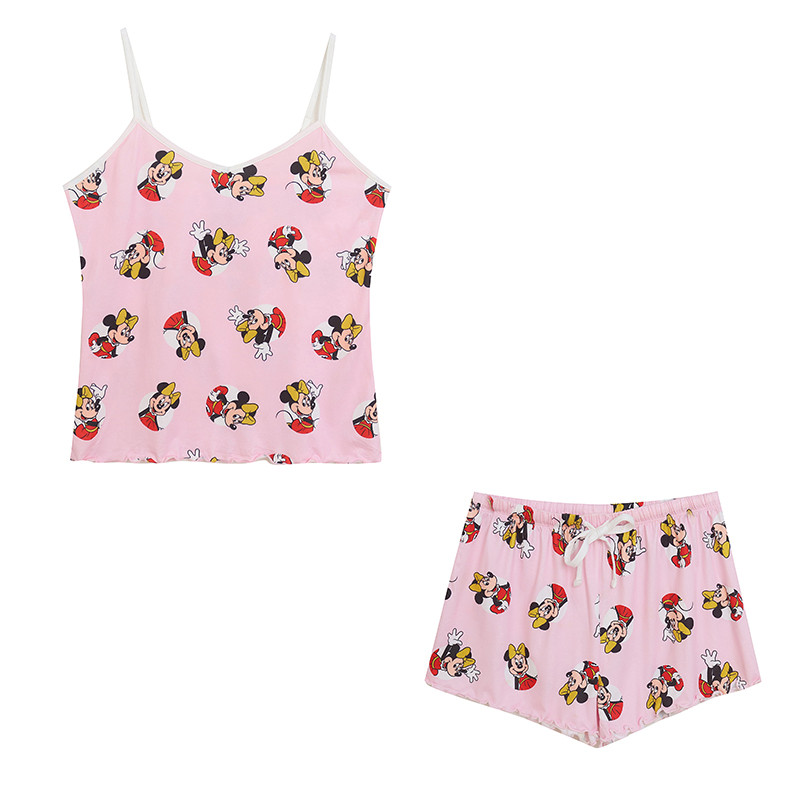 Comércio exterior doce bonito dos desenhos animados impresso estilingue pijamas solto mais magro olhar confortável macio