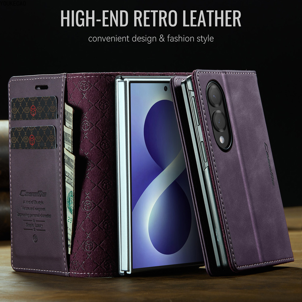 Capa Flip De Couro Para Samsung Galaxy Z Fold 8 Fold8 ZFold8 5G Padrão Retro De 
