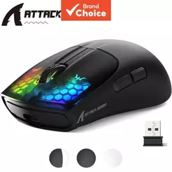 Mouse Gamer Leve Attack Shark X5, conexão tripla 2.4G/Bluetooth/USB-C, iluminação RGB, recarregável, para PC e notebook