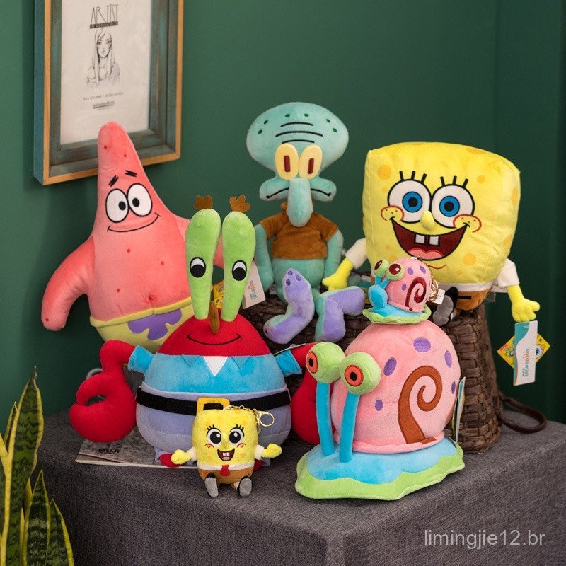 Brinquedo de pelúcia fofo do Bob Esponja, Patrick Estrela e os tentáculos do Lula Molusco