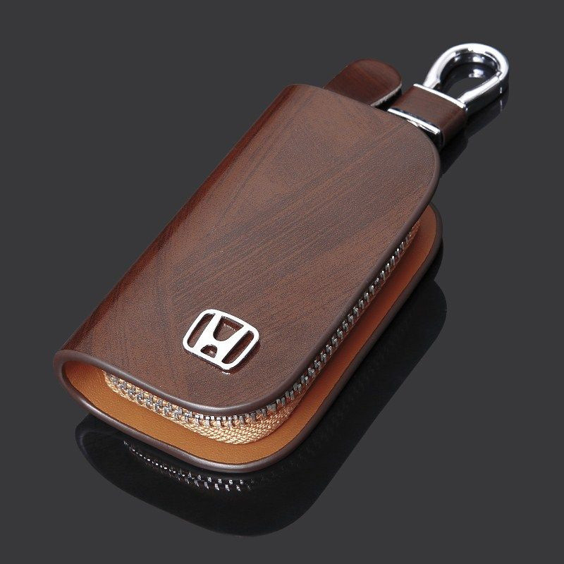 Capa para Chave de Carro para Honda A City HRV BRV JAZZ CRV ACCORD CIVIC, Porta-Chaves de Couro Inteligente com Chaveiro