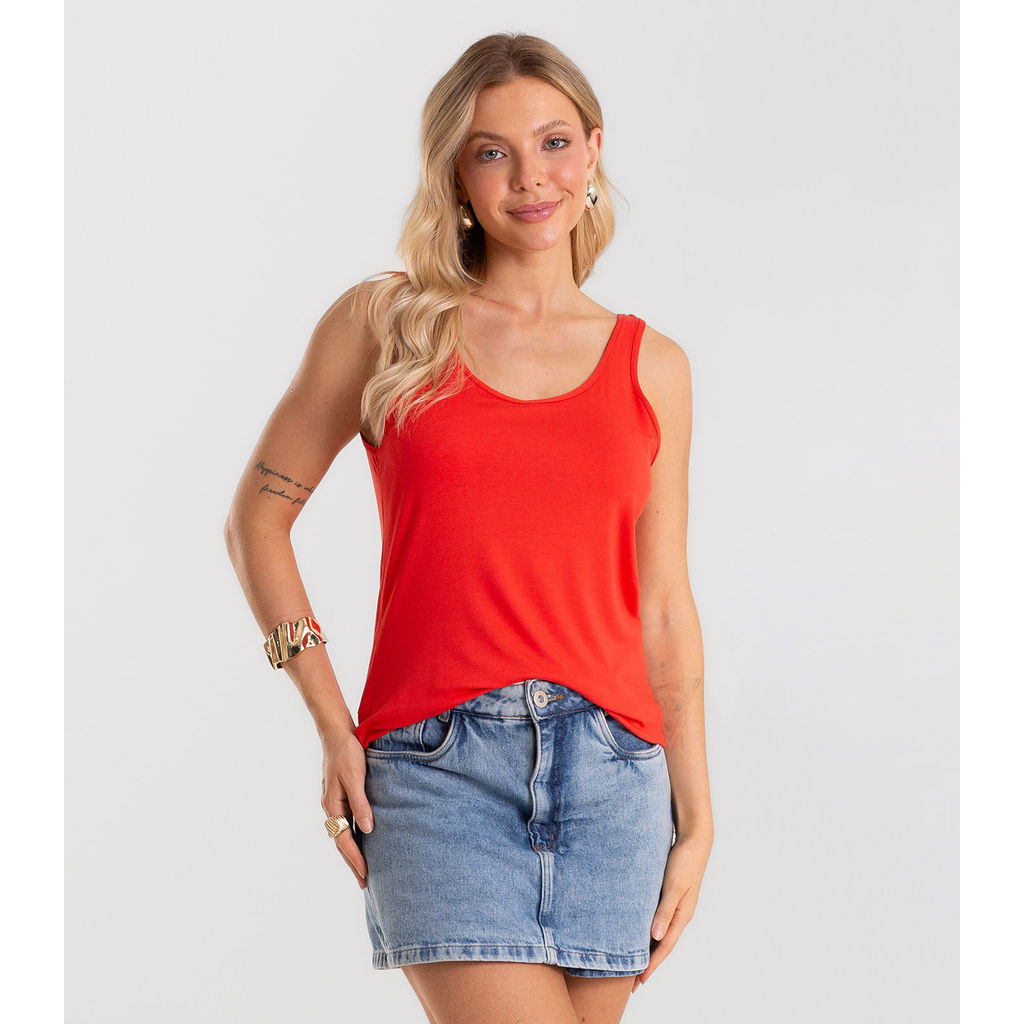 Regata Feminina Básica em Viscotorcion Rovitex Vermelho