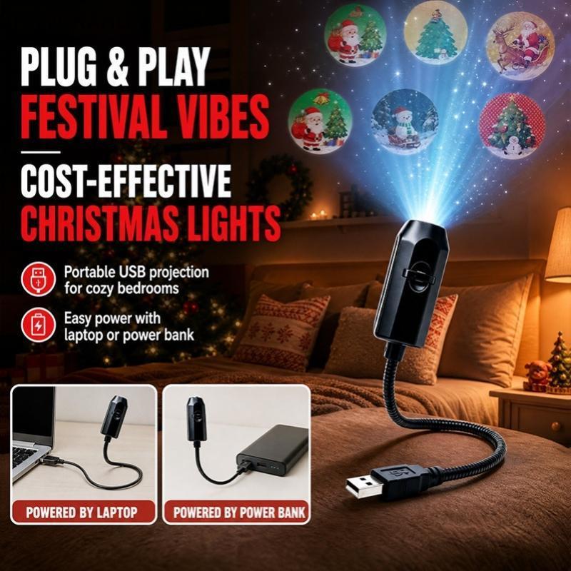 BEC Mini Projetor USB Portátil Luz Natal Padrões De Halloween Para Quarto Festa Feriado Decoração Interior NG
