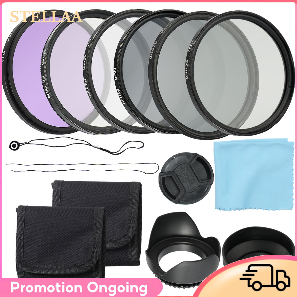 Stellaa Kit de filtros de lente de câmera profissional UV CPL FLD ND Conjunto de filtros de densidade neutra 58 mm Capa