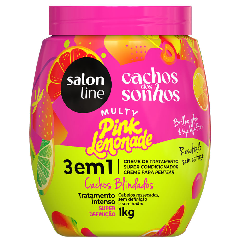 Creme De Tratamento 3 e 1 Salon Line Cachos Dos Sonhos Multy Pink Lemonade 1kg