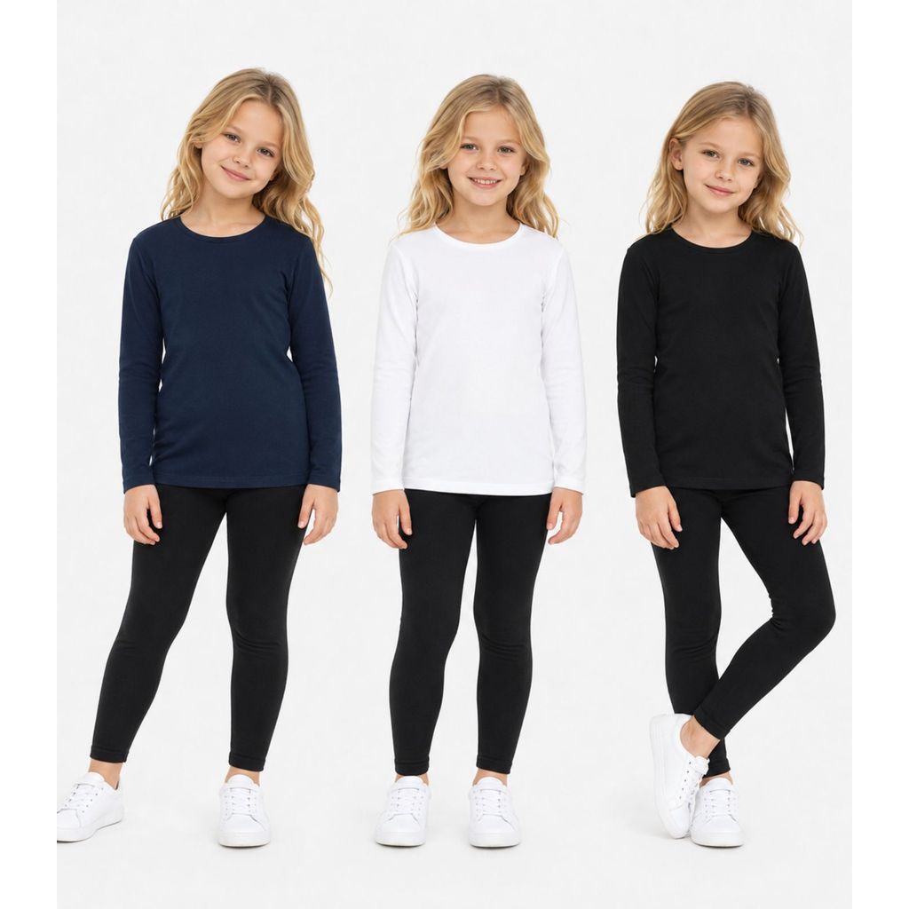 Kit 3 Camisetas Menina Manga Longa Térmicas Rovi Kids Sortidas