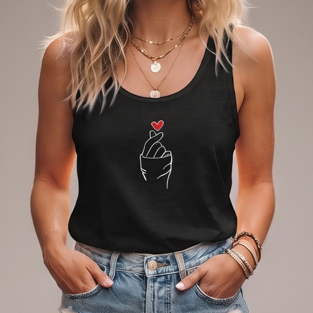 Blusa Regata Feminina Canelada Alça Larga Leve Confortável Básica Estampada Love Coração Elegante Verão Passeio Blusinha