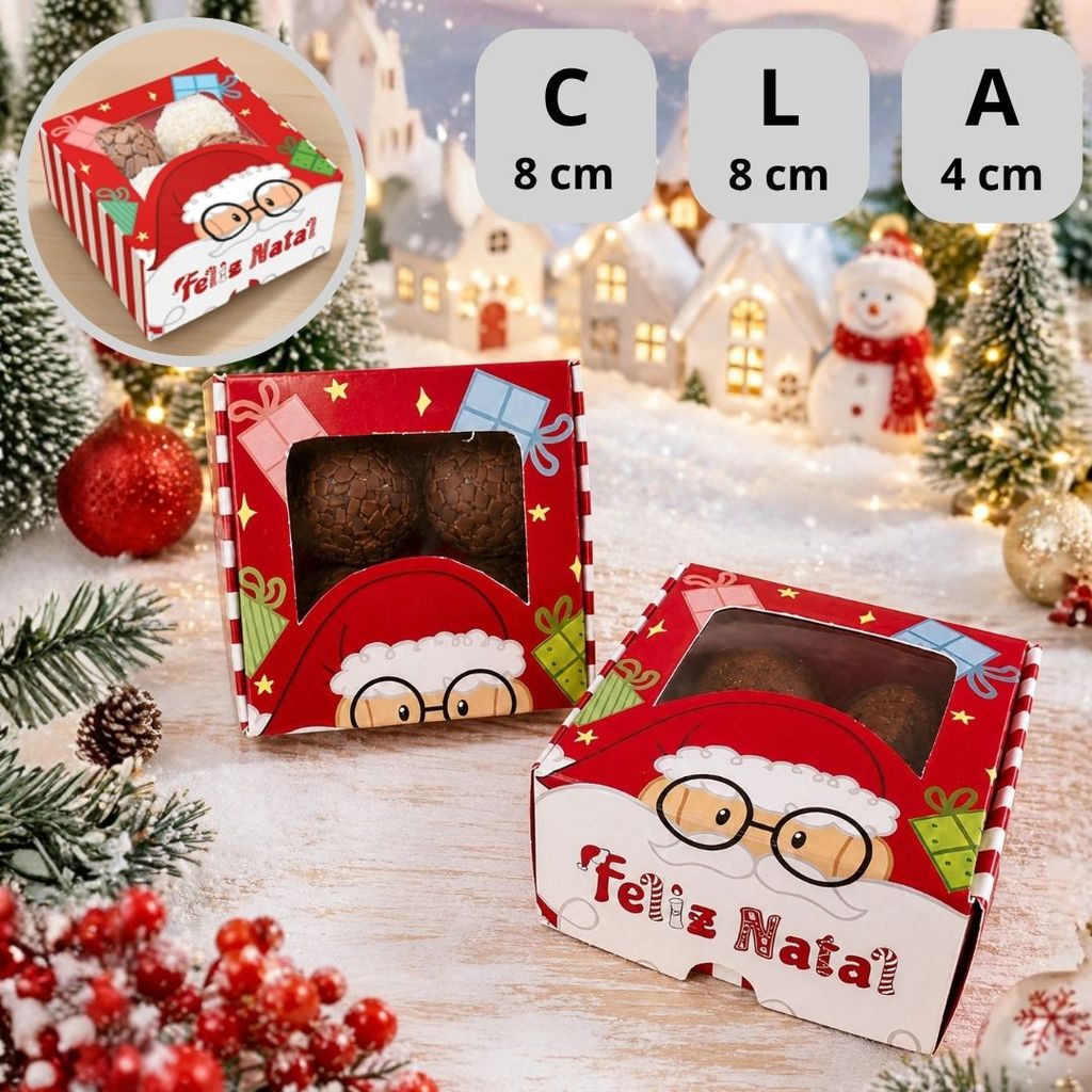 10 CAIXA P/ 4 DOCES DE NATAL C/ VISOR 8X8X4 DIVERTIDO 6247 ( NATAL IDEIA 2026 ) — imagem 2 de 2