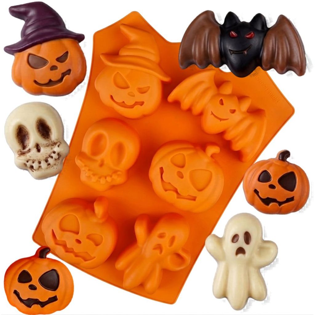 Forma de Silicone Halloween  p/ Chocolate Gelatina Gelo Bolo 6 Cavidades