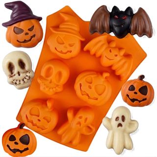 Forma de Silicone Halloween  p/ Chocolate Gelatina Gelo Bolo 6 Cavidades