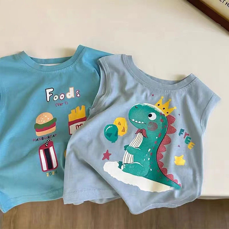 100% algodão crianças colete camiseta bebê meninos meninas dos desenhos animados Anime impressão versão coreana solto mé