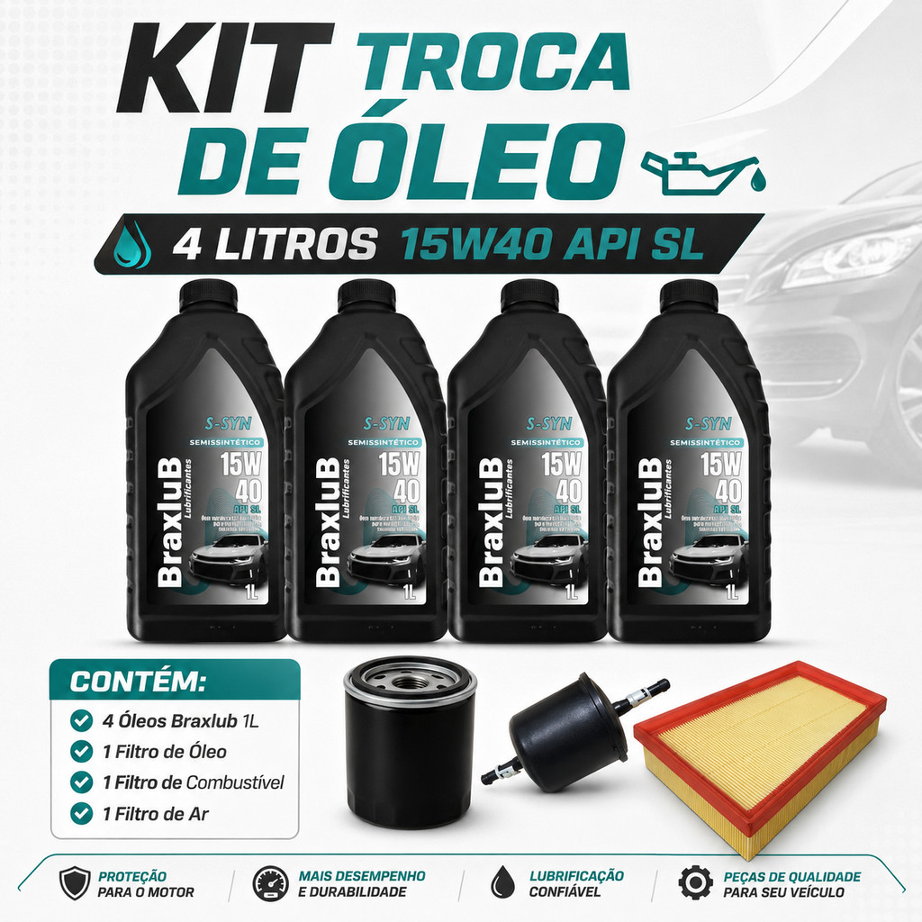 KIT TROCA DE ÓLEO 15W40 + FILTROS (GOL MOTOR AP 1.6 04)