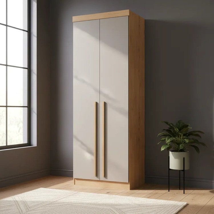 Guarda-Roupa Modulado 2 Portas com Prateleiras e Cabideiro Infinity Marrom/Cedro/Duna Cedro/ Duna Line