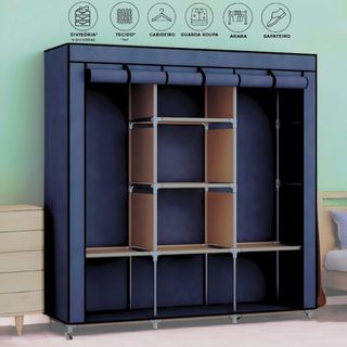 Guarda Roupa Portátil Desmontável Organizador Prático Solteiro e Casal