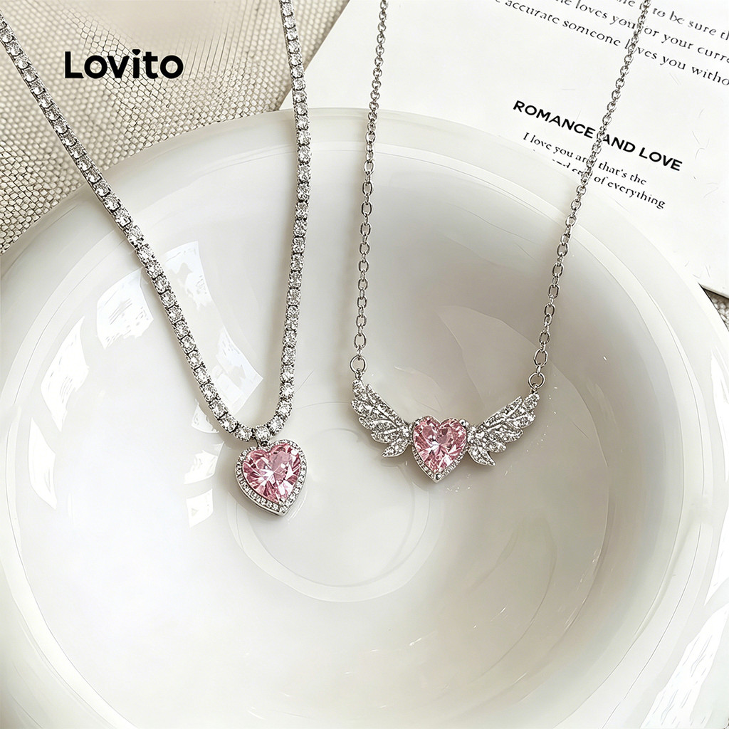 Lovito Colares Casuais Com Strass Estilo Coreano LFA120010