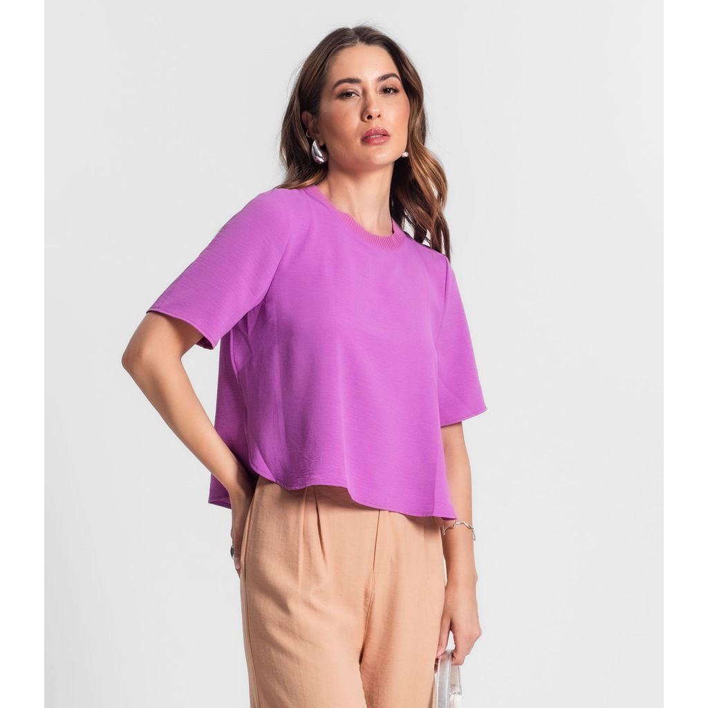 Blusa Feminina Manga Curta Rovitex Roxo