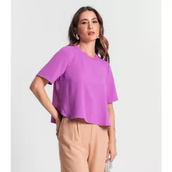 Blusa Feminina Manga Curta Rovitex Roxo