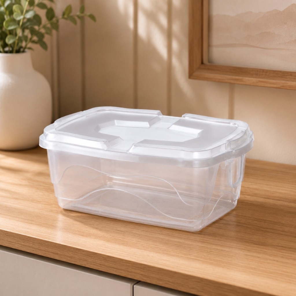 Caixa Organizadora Multiuso 10 Litros Transparente com Tampa Plástica para Organização de Roupas Brinquedos Alimentos