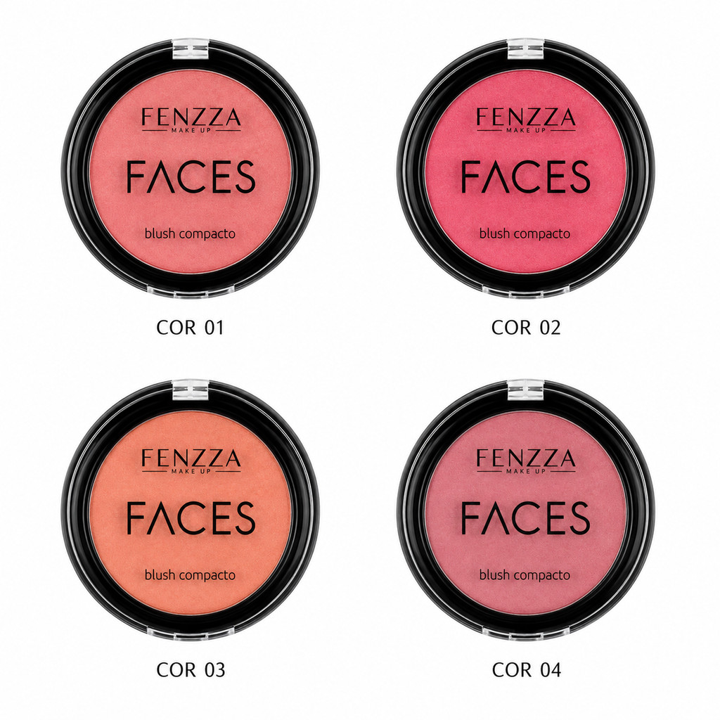 Bluh Compacto Fenzza Faces Efeito Glow Super Fininho Ultra Pigmentado Maquiagem Feminina Efeito Saudável Make Natural