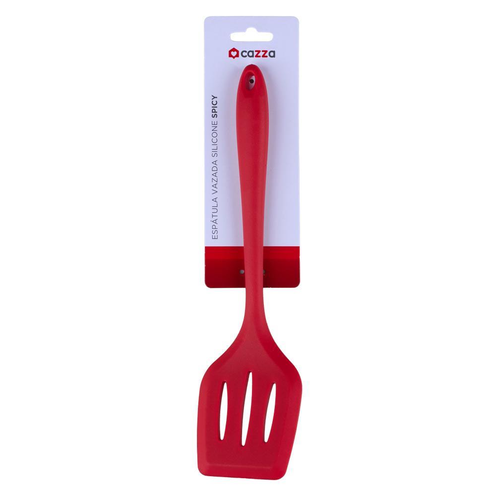Espátula Vazada Silicone Spicy Cazza Vermelha