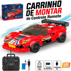 Carrinho De Controle Remoto Bloco De Montar 181 Peças Brinquedo Recarregável Usb Infantil