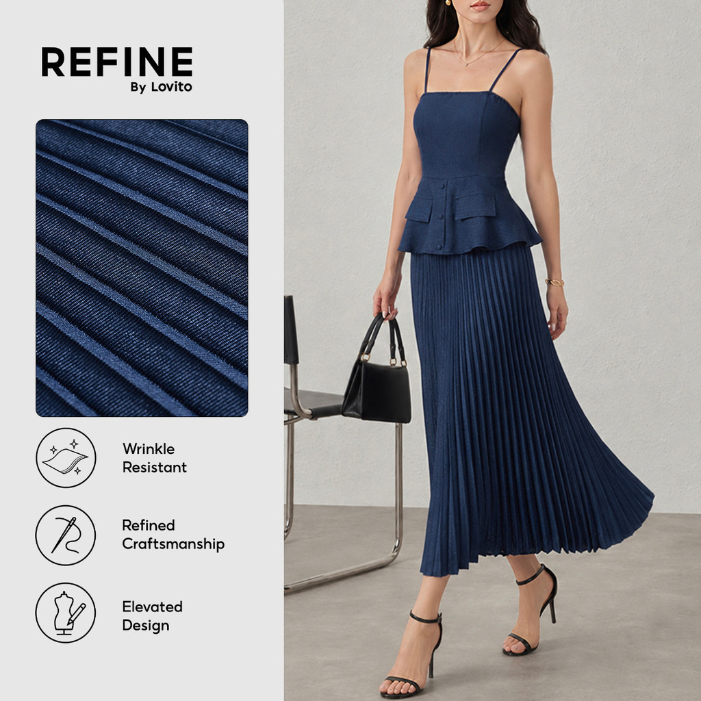 (Refine by Lovito) Elegante Blusas ou Calças com Pregas Botões para a primavera/verão Trabalho LR18L053