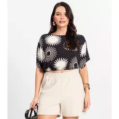 Blusa Feminina Manga Curta Rovitex Preto