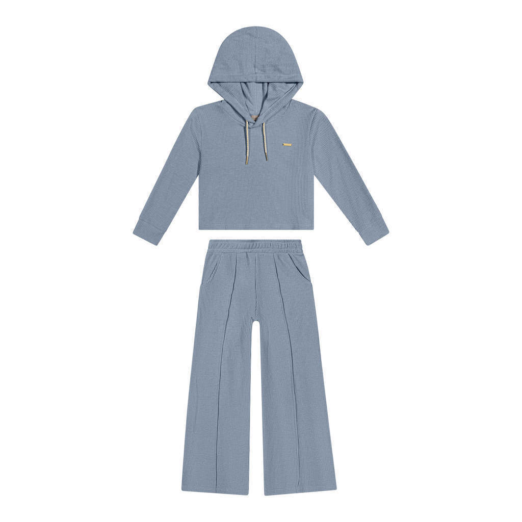 Conjunto Infantil Menina Malha Tricô Colorittá Azul