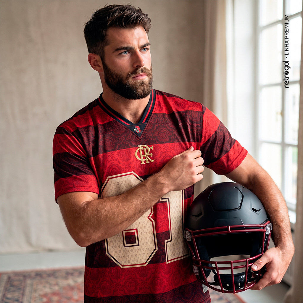 Camisa Flamengo Futebol Americano 81 Rubro-Negra Masculina Football